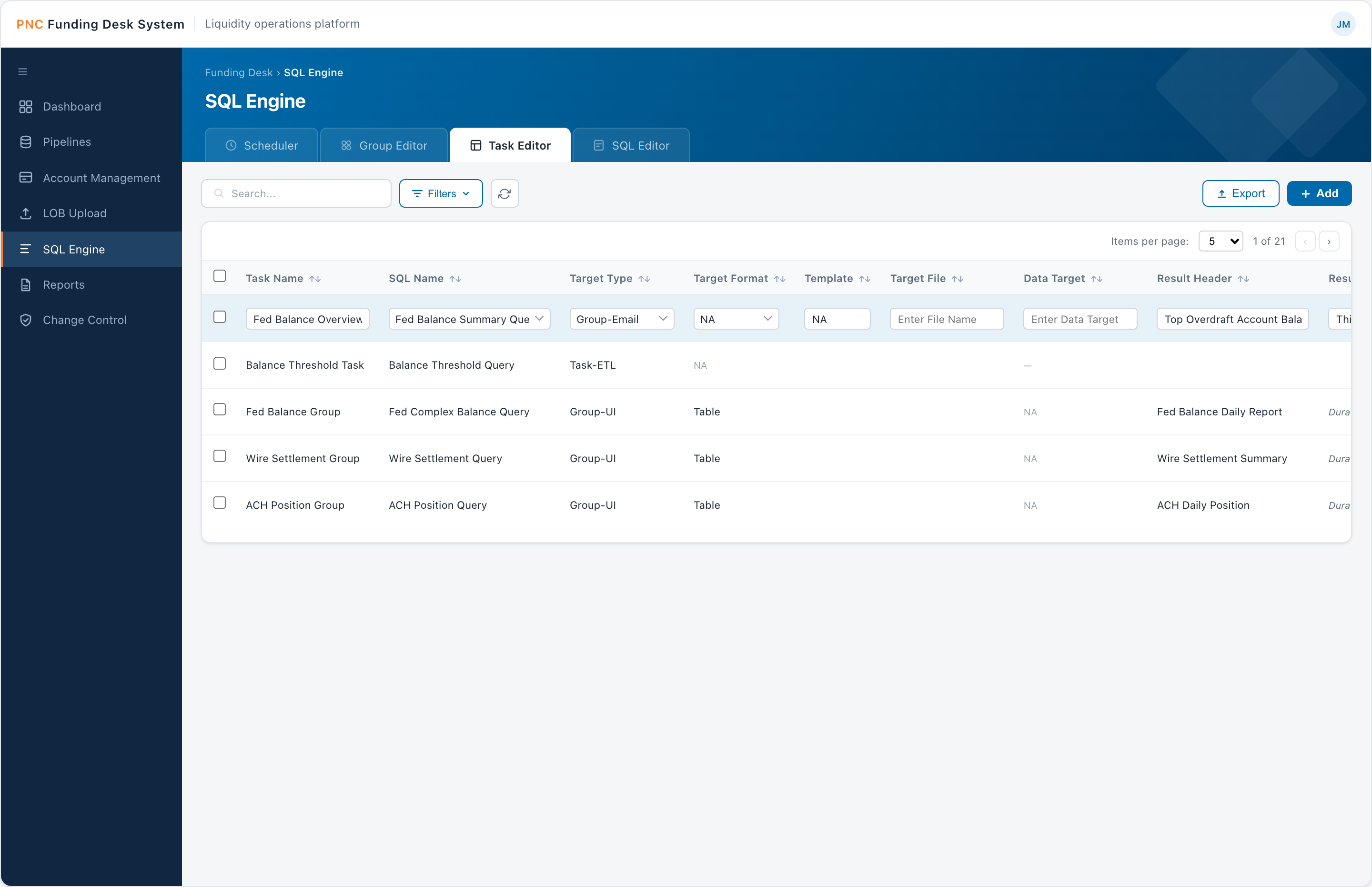 Task Editor — bind a query to a delivery task with output formatting